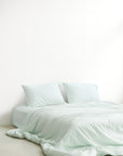 Organic Bamboo Bedding - Mint Stripe