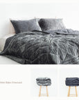 Silk Velvet Quilted Duvet - Charcoal