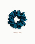 Mulberry Silk Scrunchie (Large) - Peacock Blue