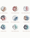 Mulberry Silk Two Tone Scrunchie - Pearl White & Mint