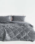 Silk Velvet Quilted Duvet - Charcoal