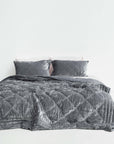 Silk Velvet Quilted Duvet - Charcoal