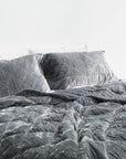 Silk Velvet Quilted Duvet - Charcoal