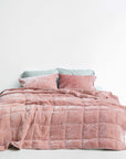 Silk Velvet Quilted Pillowcase - Dusty Rose Pink