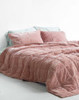 Silk Velvet Quilted Pillowcase - Dusty Rose Pink