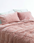 Silk Velvet Quilted Pillowcase - Dusty Rose Pink