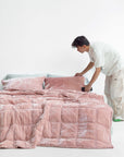 Silk Velvet Quilted Duvet - Dusty Rose Pink