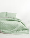 Silk Quilted Duvet - Mint & Silver