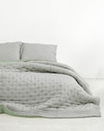 Silk Quilted Duvet - Mint & Silver