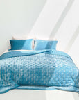 Silk Velvet Quilted Duvet - Peacock Blue