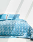 Silk Velvet Quilted Duvet - Peacock Blue