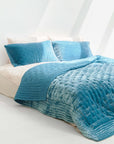 Silk Velvet Quilted Duvet - Peacock Blue