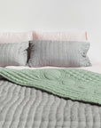 Silk Quilted Duvet - Mint & Silver