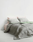 Silk Quilted Duvet - Mint & Silver