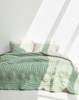 Silk Quilted Duvet - Mint & Silver