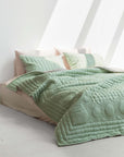 Silk Quilted Duvet - Mint & Silver