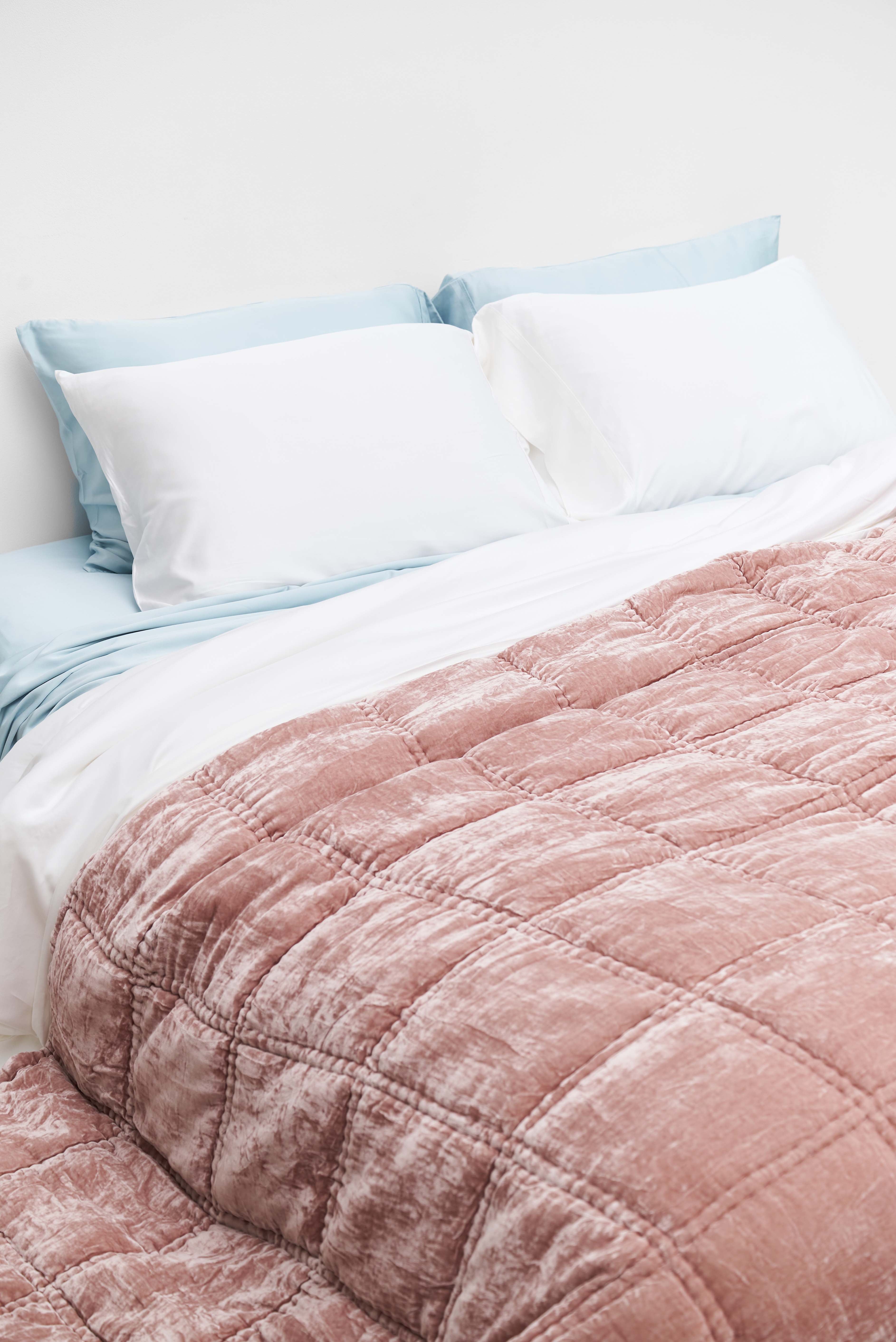 Silk Velvet Quilted Duvet - Dusty Rose Pink