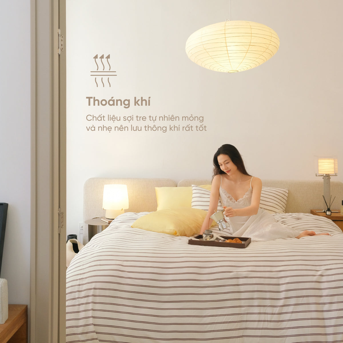 Set 2 Vỏ Gối Và 1 Vỏ Ga Sợi Tre Cao Cấp Mềm Mịn, Thoáng Mát SUNDAY