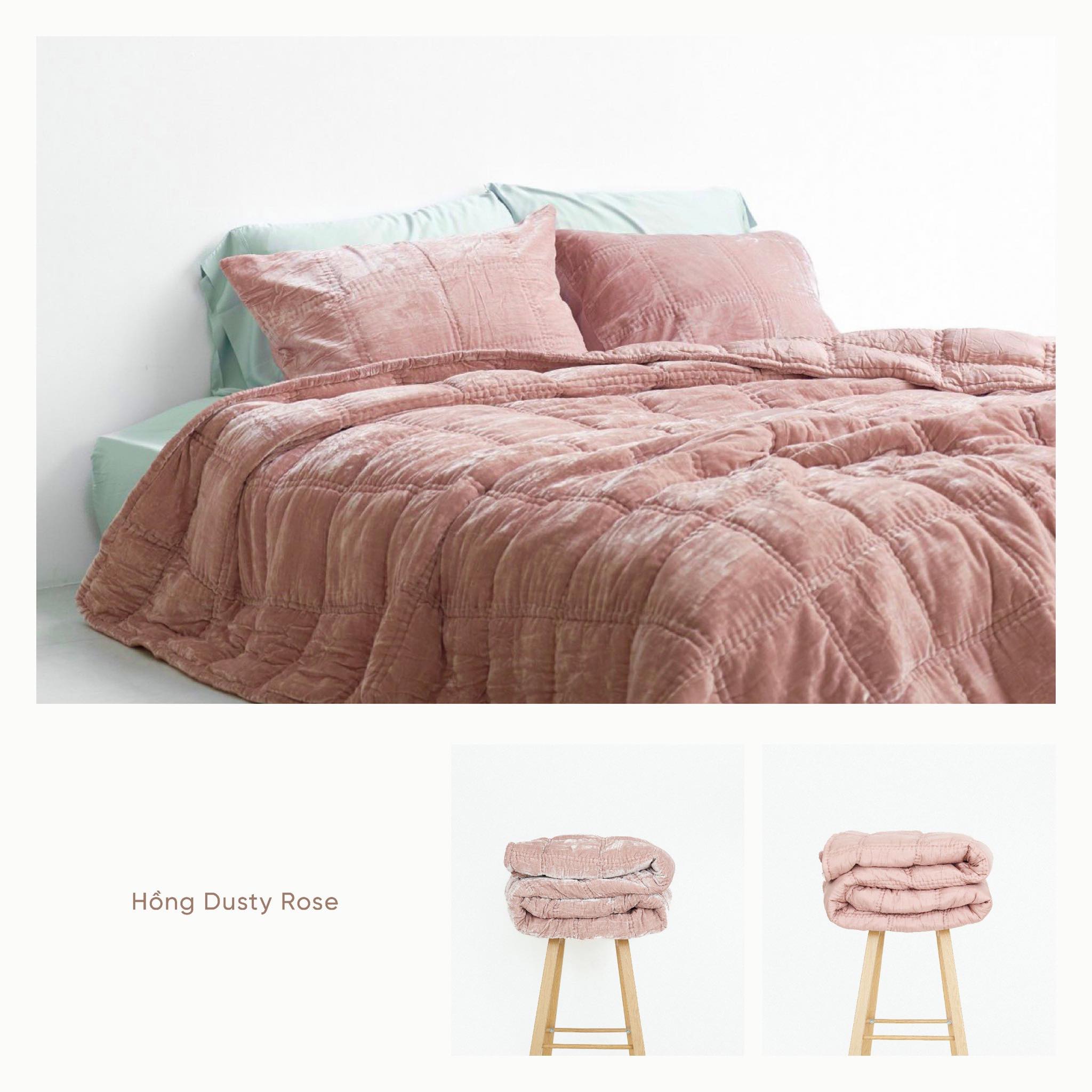 Silk Velvet Quilted Duvet - Dusty Rose Pink