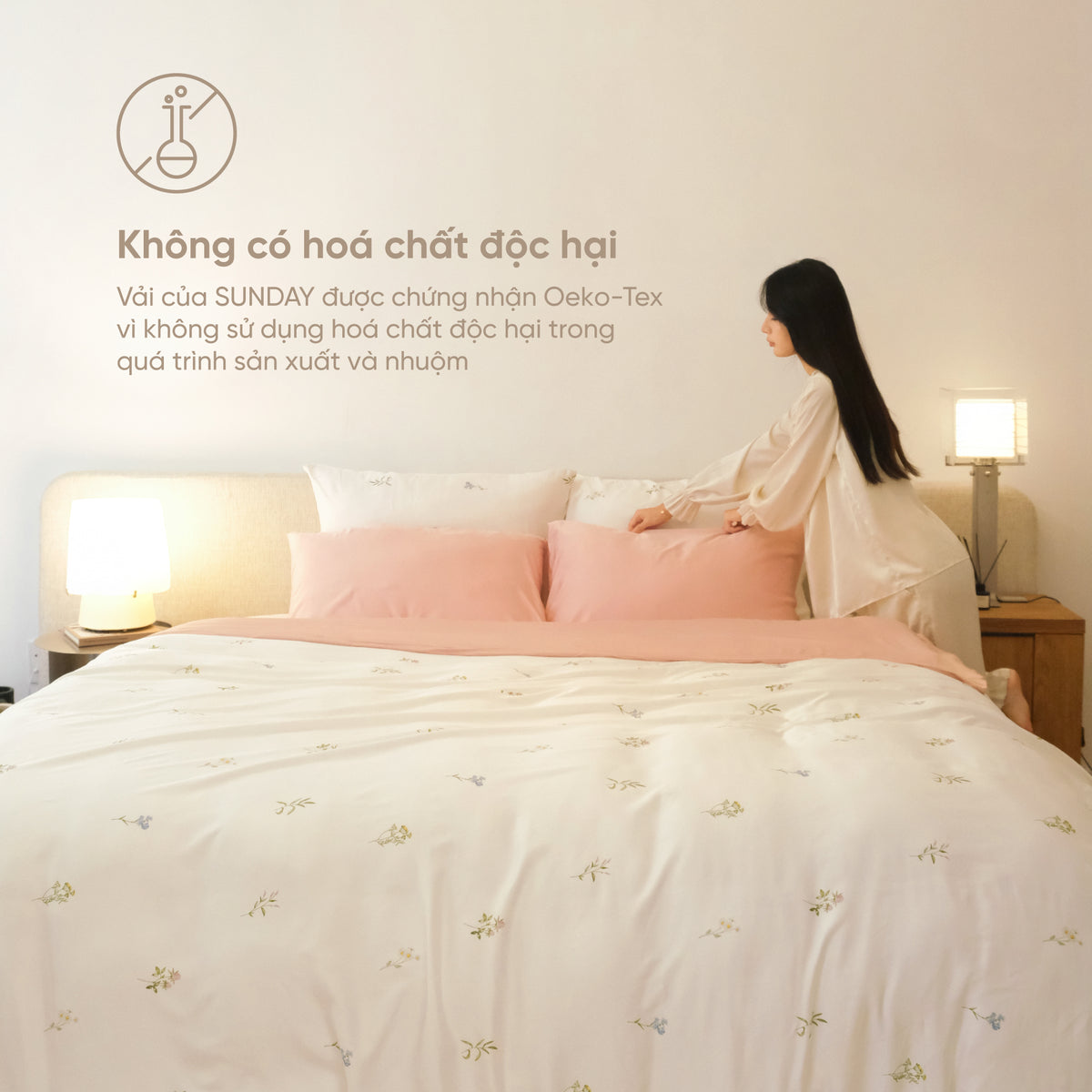 Set 2 Vỏ Gối Và 1 Vỏ Ga Sợi Tre Cao Cấp Mềm Mịn, Thoáng Mát SUNDAY