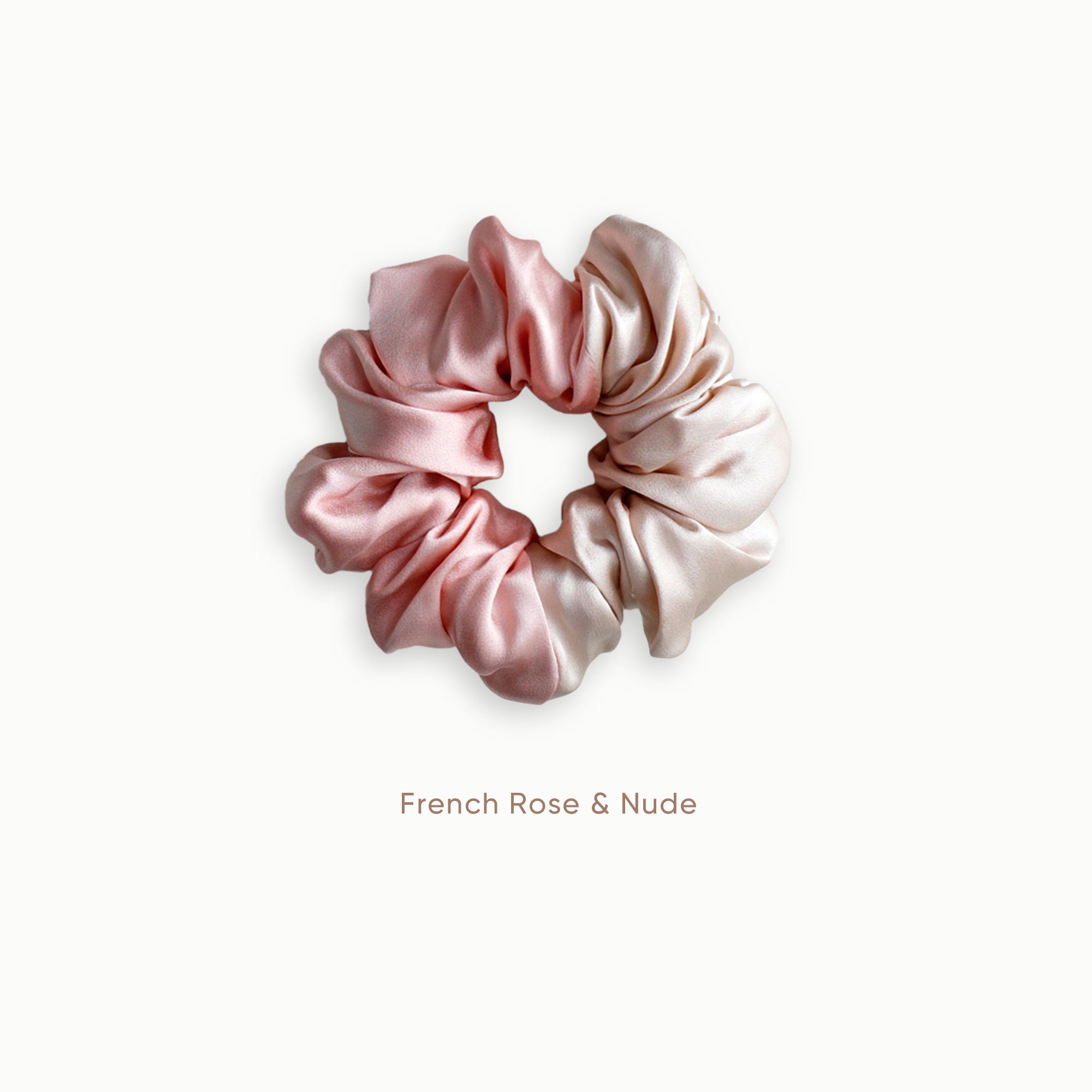 Mulberry Silk Two Tone Scrunchie - French Rose &amp; Nude
