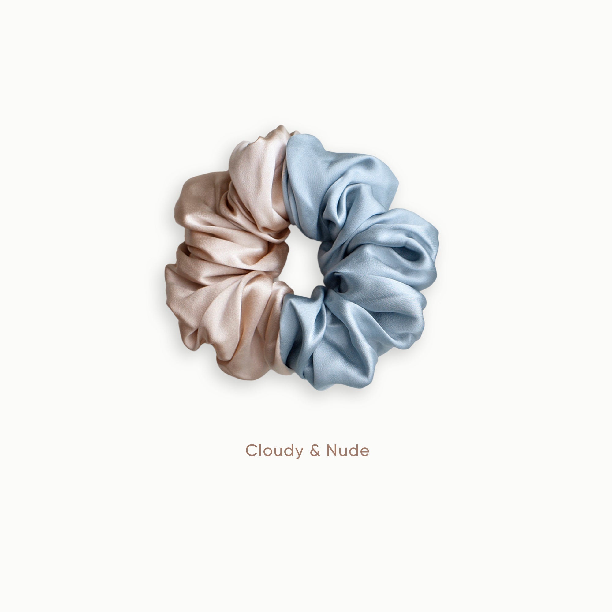 Mulberry Silk Two Tone Scrunchie - Cloudy &amp; Nude