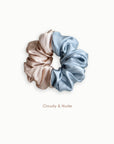 Mulberry Silk Two Tone Scrunchie - Cloudy & Nude