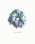 Mulberry Silk Two Tone Scrunchie - Cloudy & Mint