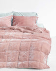Silk Velvet Quilted Pillowcase - Dusty Rose Pink