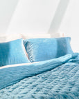 Silk Velvet Quilted Pillowcase - Peacock Blue