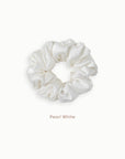 Mulberry Silk Scrunchie ( Medium) - Pearl White