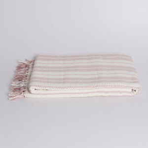 Handwoven Throw Blanket - Diamond Pink Stripe