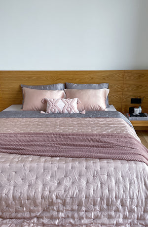 Silk Quilted Duvet - Charcoal and Blush Pink