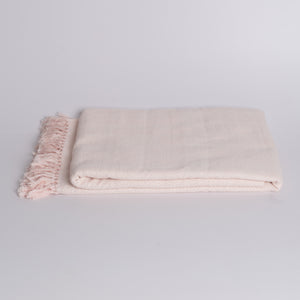 Handwoven Throw Blanket - Light Pink