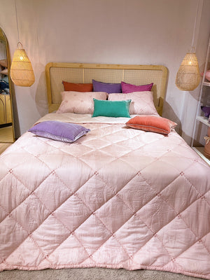 Silk Moon Beam Embroidery Quilted Duvet - Rose