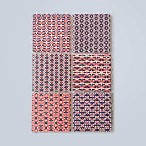 Blue & Red Ikat Square Tile Coaster