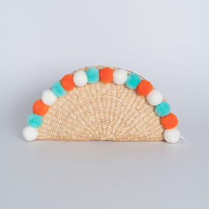 Water Hyacinth Clutch Halfmoon with Pompom