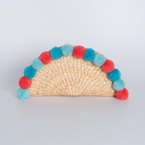 Water Hyacinth Clutch Halfmoon with Pompom