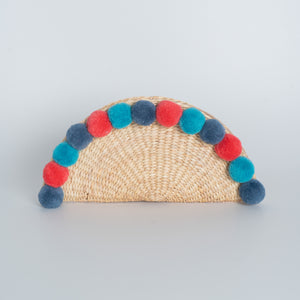 Water Hyacinth Clutch Halfmoon with Pompom