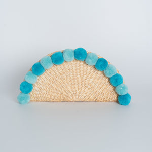 Water Hyacinth Clutch Halfmoon with Pompom