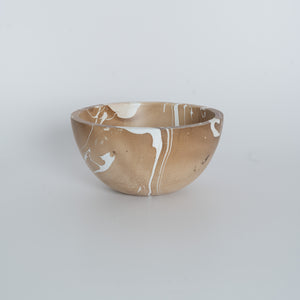 Mango Wood Bowl - Marble Round Shallow