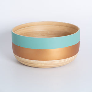 Bamboo Salad Bowl - Gold & Turquoise