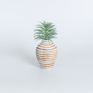 Mango Wood Vase - Jar White