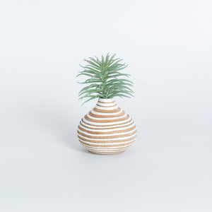 Mango Wood Vase - Water Drop White