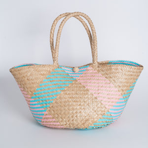 Seagrass Beach Bag - Cross  Pink & Blue