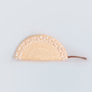 Water Hyacinth Clutch Halfmoon with Seashell - White Diamond