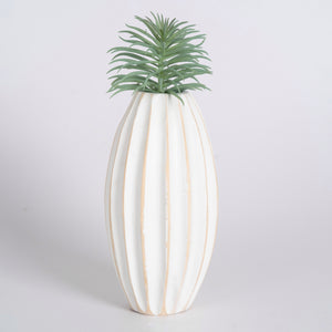 Mango Wood Vase - Bold Stripe Medium