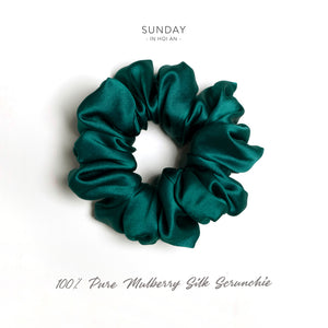 Mulberry Silk Scrunchie - Emerald