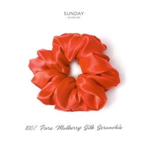 Mulberry Silk Scrunchie - Tangerine