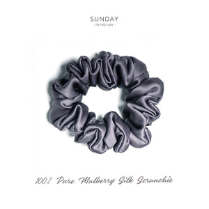 Mulberry Silk Scrunchie ( Medium) - Charcoal